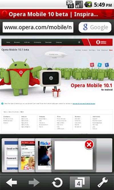 Opera Mobile 10.1 beta pentru Android