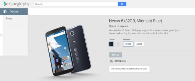 Google va accepta comenzi pentru noul Nexus 6 