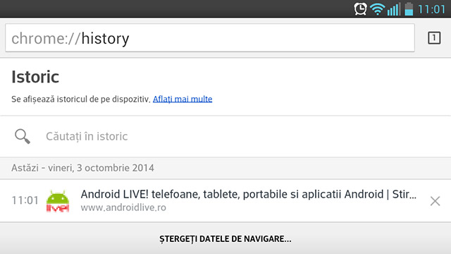 Ștergeți istoricul din Chrome