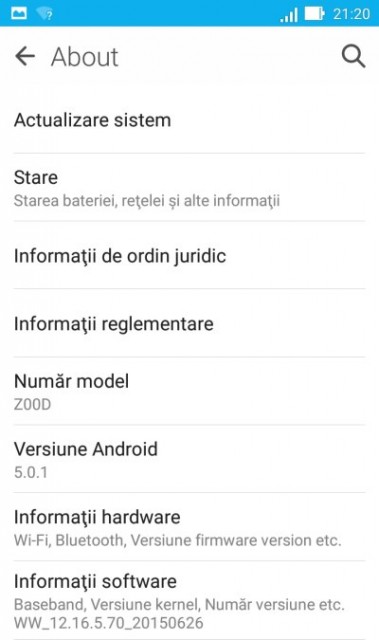 Android 5.0.1 pe ASUS Zenfone2 Ze500CL